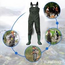 Waterproof Insulated Breathable Nylon and PVC Cleated Bootfoot Chest Fishing Waders Hunting Boots Foot with Wading Belt,army green,size-10 569676599